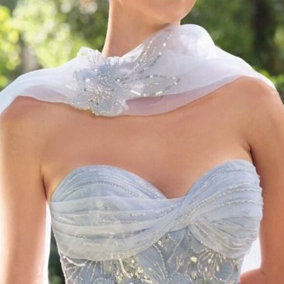 New Strapless Sheath Dress w/ Sweetheart Neck & Removable Matching Scarf A1484 - Picture 5 of 11